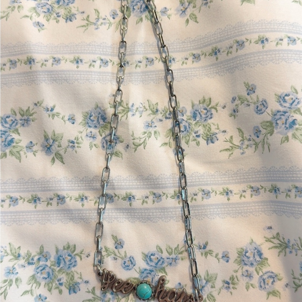 Silver Necklace with Turquoise Accent